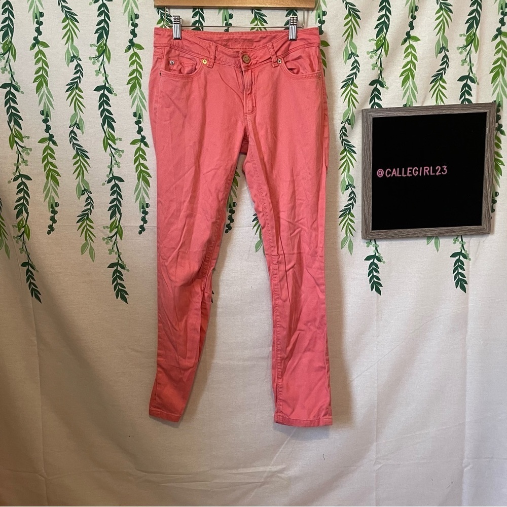 Size 4 Zara Peach Colored Mid Rose Skinny Jeans A2